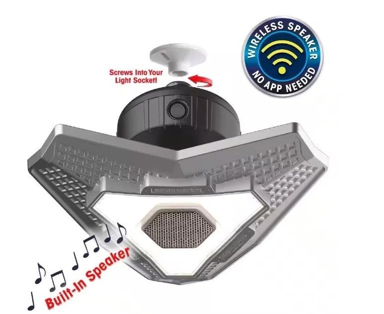 Ultra Bright 3700 Lumen Garage Light with Blue Tooth Speaker